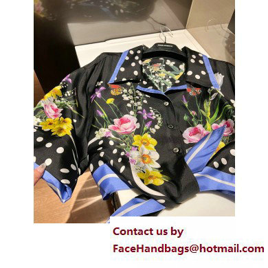 Dolce  &  Gabbana black FLOWERS printed SHIRT 2023